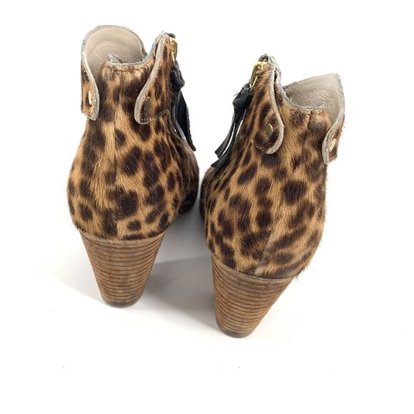 Boden Hoxton Calf Hair Leopard Print Ankle Boots 38 7 Womens Brown Low Booties - Picture 3 of 10